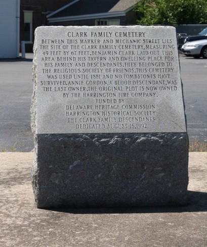 Marker placed on the site of the Clark Family Cemetery