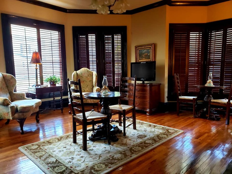 The bed and breakfast's sitting room