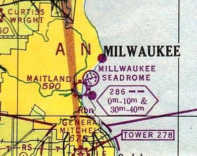 June 1946 Milwaukee Sectional Chart depicting the Milwaukee Seadrome.