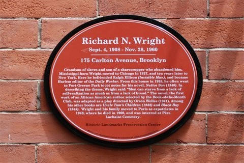 The plaque on Wright's former apartment