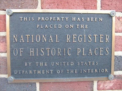 National Register of Historic Places plaque on building