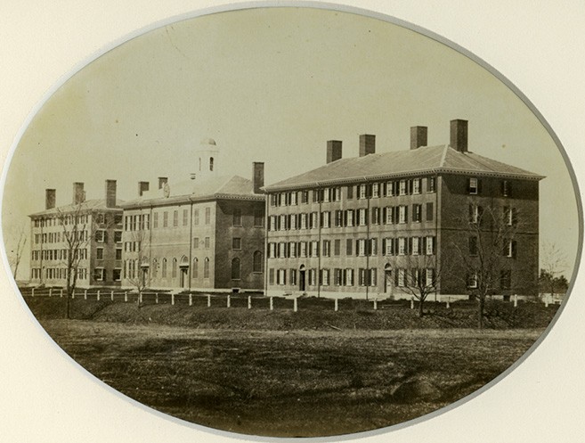 Seminary Row, Bartlet Hall at left, 1860s