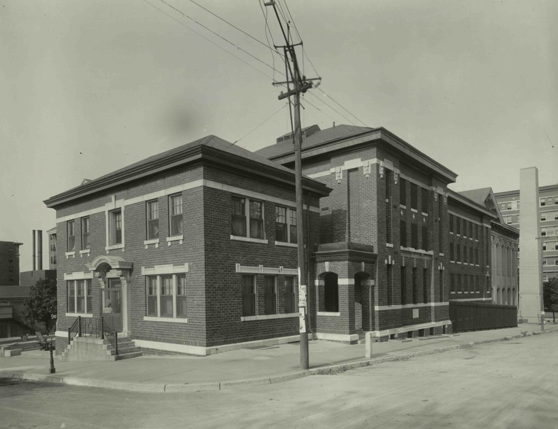 Buchanan County Jail, 322 N. Fifth Street,  5th & Faraon, 1909.  Designed by Eckel & Boschen.  Constructed in 1909. Front and north side looking west down Faraon Street. Image provided by the St. Joseph Museums, Inc.