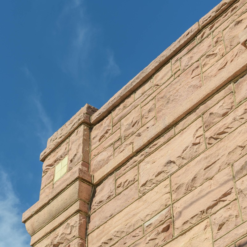 The simple cornice along the roofline of the Turner-Stevens Building. 
Photo courtesy of Eric Hoyt