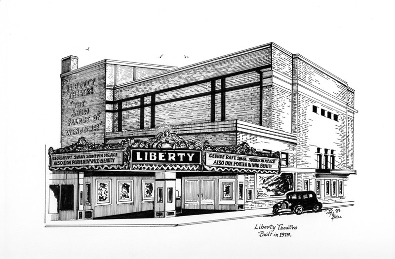 Illustration of the Liberty Theater by artist Betty Bell.