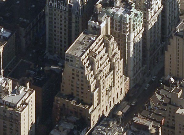 An aerial view of the Level Club, designed to look like Solomon's Temple