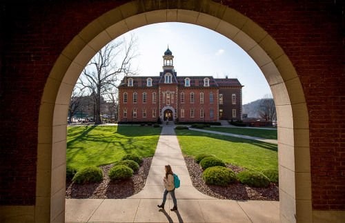 Martin Hall from across Woodburn Circle. Martin Hall is currently the oldest building standing on WVU's downtown campus. Photo courtesy of West Virginia University.