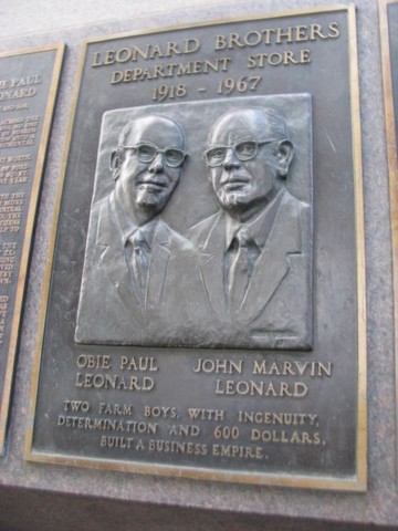 Bas relief of the Leonard brothers on the marker.