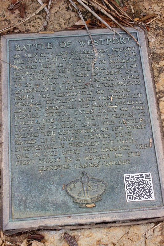 Battle of Westport interpretive plaque. Photo by Cynthia Prescott.
