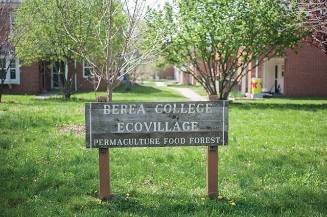 A sign marking the beginning of the Ecovillage