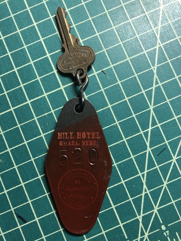 One of the Original Hill Hotel room keys Circa 1920