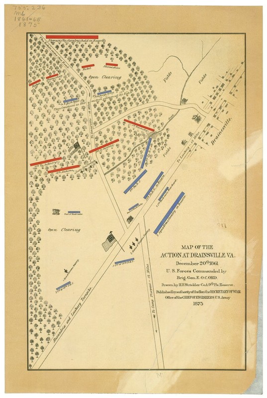 Map of the Battle of Dranesville by the US Army Corps of Engineers, 1875