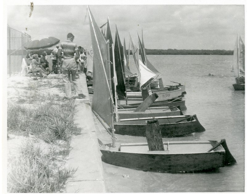 Docked prams in Clearwater, Florida, circa 1948.