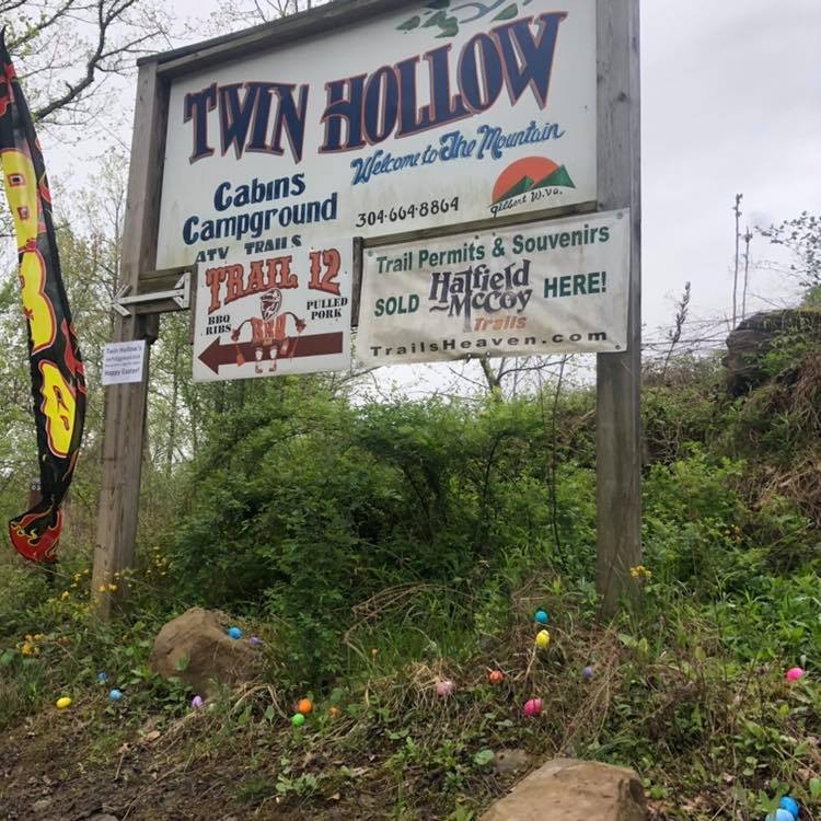 The sign which marks the entrance to the campgrounds.