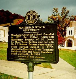 A historical marker detailing the history of the Morehead Normal School.