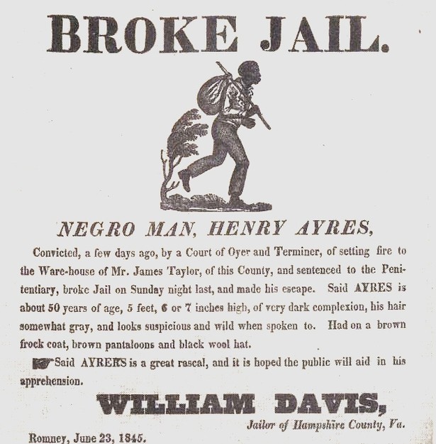 A runaway slave advertisement from Hampshire County (1845) 