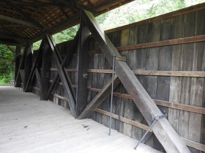 Interior view of the bridge. The Long trusses used are visible