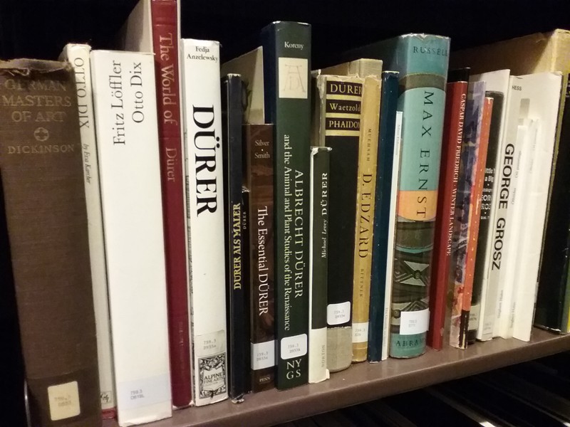 Some of the 20,000+ books in the library collection