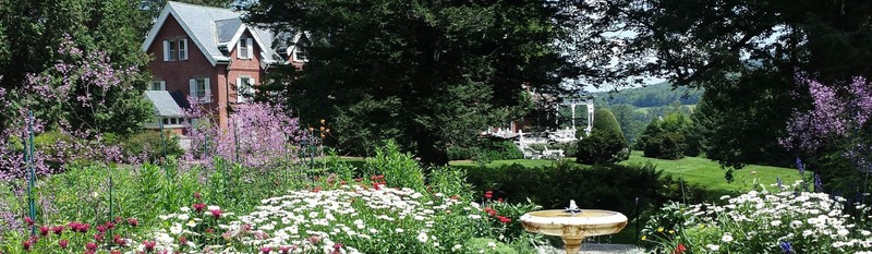 The Marsh-Billings House and surrounding gardens.