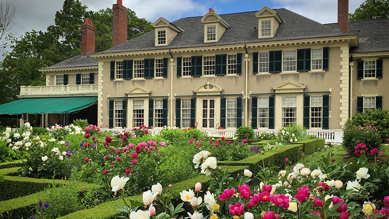 Hildene with the peonies in bloom.