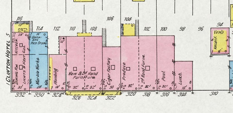 Moore's Block at 324-326 Commercial Street on 1911 Sanborn map (p. 16)