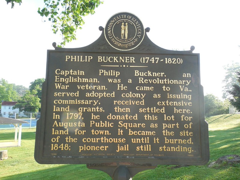 The site's historical marker, which commemorates Captain Buckner. 