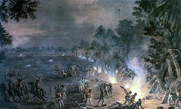 An illustration of the Battle of Paoli. Many Americans were killed in the midnight battle. 