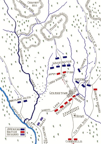 American forces devised this plan to assault Germantown. The complexity of the plan led to the eventual demise of the army.