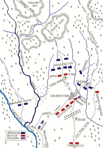 American forces devised this plan to assault Germantown. The complexity of the plan led to the eventual demise of the army. 