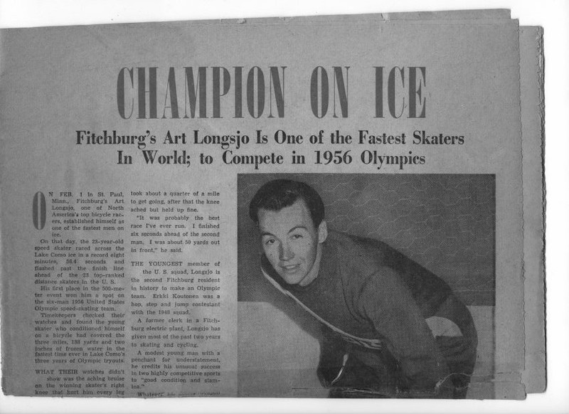 Arthur Longsjo, Jr. featured in a news article in advance of 1956 Olympics