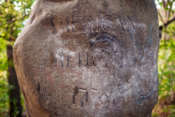 Close-up of the stone marker