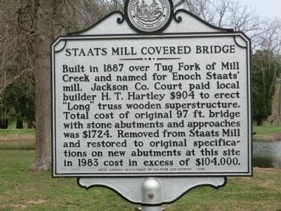 Historical marker at the bridge's current location