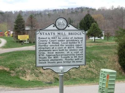 Historical marker at the bridge's original location