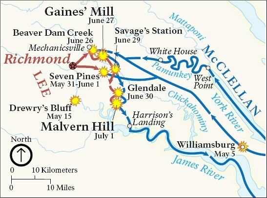 Battles of the Seven Days Map