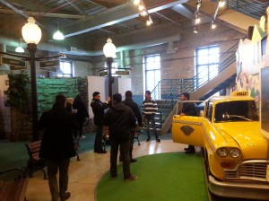 A group of students in one of High Falls Museum's interactive exhibits