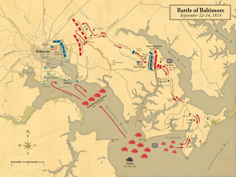 Battle of North Point shown as part of the Battle of Baltimore