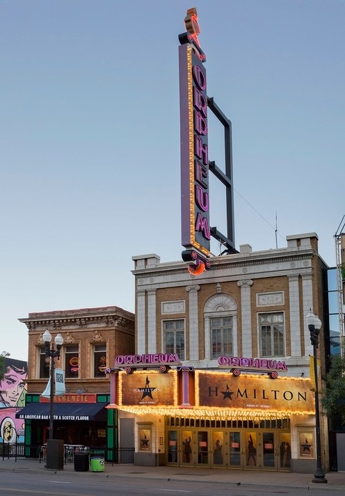 The Orpheum Theatre's marquee on Hennepin Ave