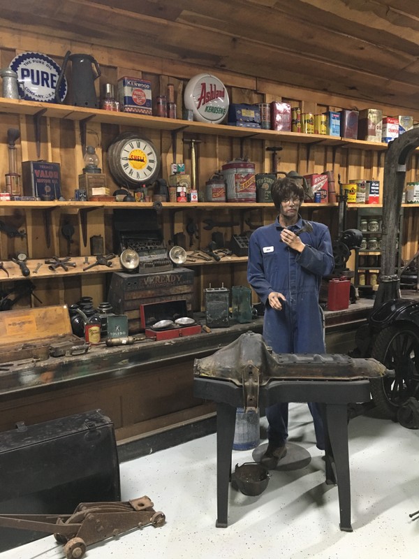 Display of items from a typical mechanic shop.