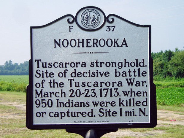 Placard near the Nooherooka monument on Rt. 58.
