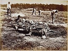 A burial party in April 1865. It would not be until war's end that the dead of Cold Harbor could be buried