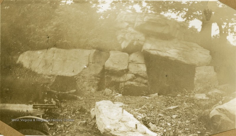 Pioneer Rocks where Guseman's family lived for a time, photo ca. 1937