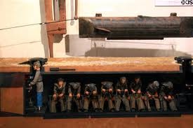 This is a replica of the Hunley to show how little room the sailors inside had