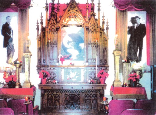 Picture of the Chapel of the Dove which was located in the basement of the Wilma building until it was removed in 1993. The altar can be found on display at Rock'n Rudy's. 