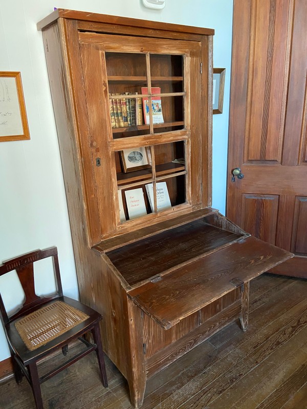 This desk was constructed for use by St. Philippine Duchesne who traveled from Missouri in 1822 to check on the progress of the mission and to see for herself the conditions under which the Sisters were laboring.  It was used by various superiors in the years following her visit.