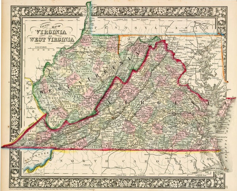 Map of West Virginia, 1863.