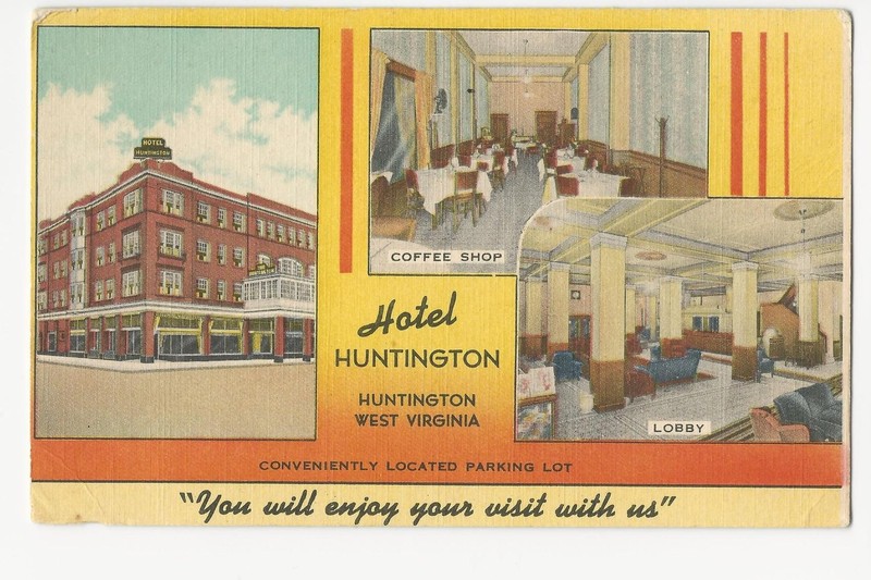 Postcard advertising the Hotel Huntington 