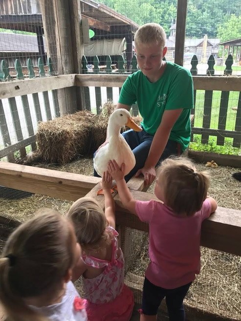 Visitors pet Moby Duck