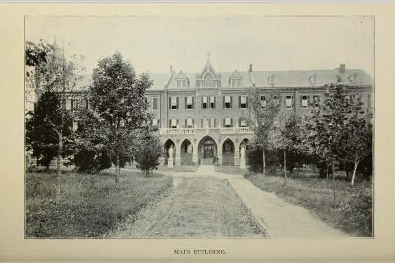 Abbey Lane in front of the College Building (Stowe Hall), 1909