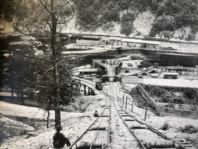 View down to the unloading station at the Lehigh River