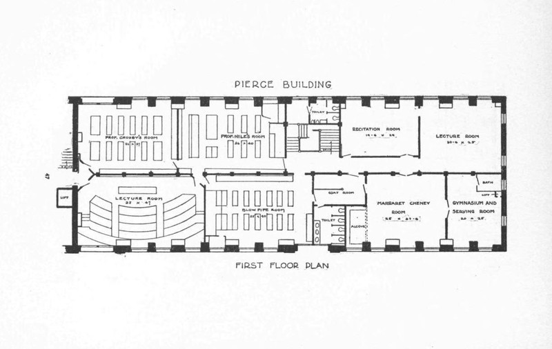 Black & W.hite drawing of the first floor of the Pierce Building